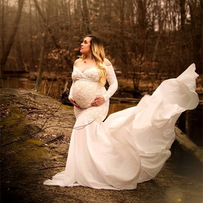 2020 Long Sleeve Lace Maternity Dress For Photo Shoot Long Tail Chiffon Pregnancy Maxi Gown Outfit Fitting Dress For Baby Shower
2020 Long Sleeve Lace Maternity Dress For Photo Shoot Long Tail Chiffon Pregnancy Maxi Gown Outfit Fitting Dress For Baby Shower