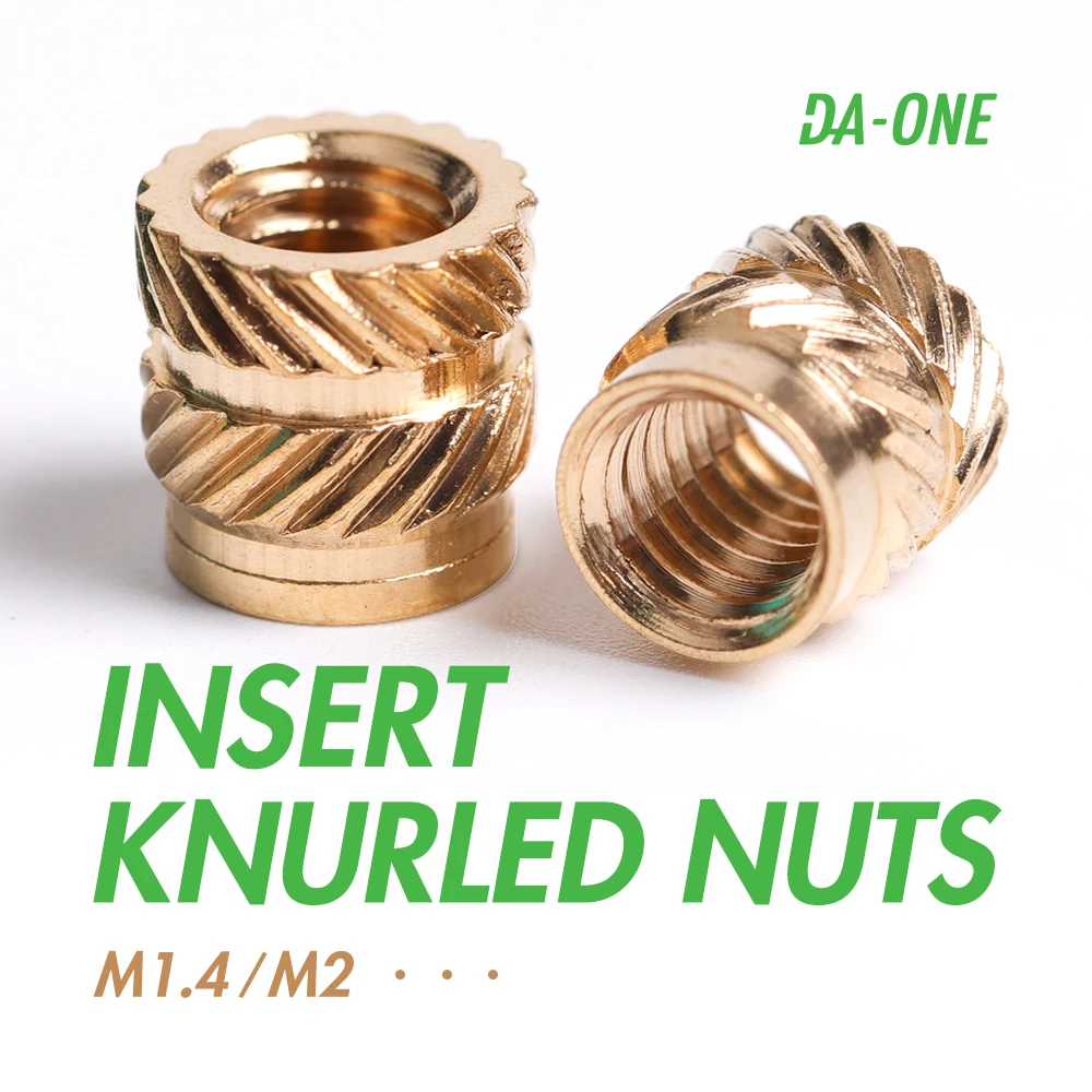 

DA ONE 100/200/300 Pcs Insert Knurled Nuts Thread Inserts Female M1.4 M2 Threaded Heating Molding Copper Embedment Nut