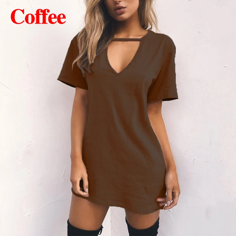Women Tshirt Dress Choker Deep V-neck Summer Dresses Mini T-Shirt Dress Short Sleeve Ladies Casual Sexy Clothing Dropshipping
Women Tshirt Dress Choker Deep V-neck Summer Dresses Mini T-Shirt Dress Short Sleeve Ladies Casual Sexy Clothing Dropshipping