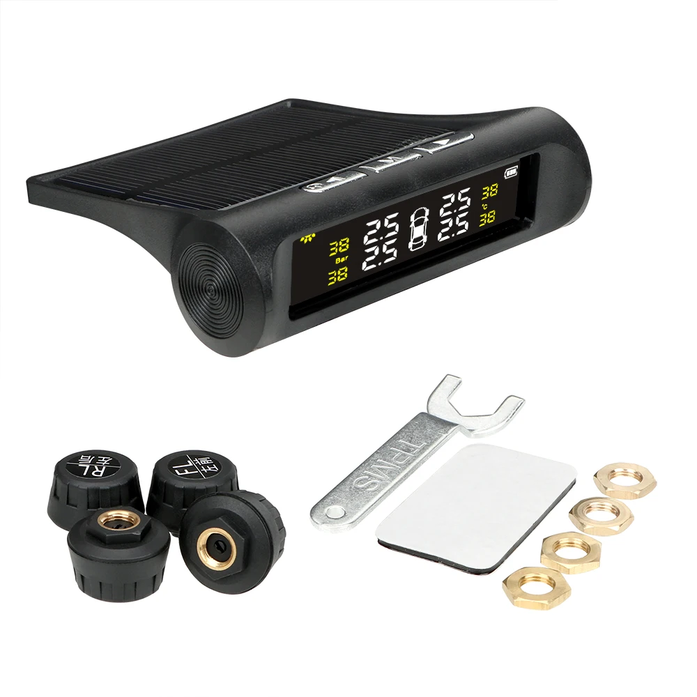 Solar Power Digital LCD Display Tyre Pressure Car TPMS Tyre Pressure Monitoring System Auto Security Alarm Systems
Solar Power Digital LCD Display Tyre Pressure Car TPMS Tyre Pressure Monitoring System Auto Security Alarm Systems