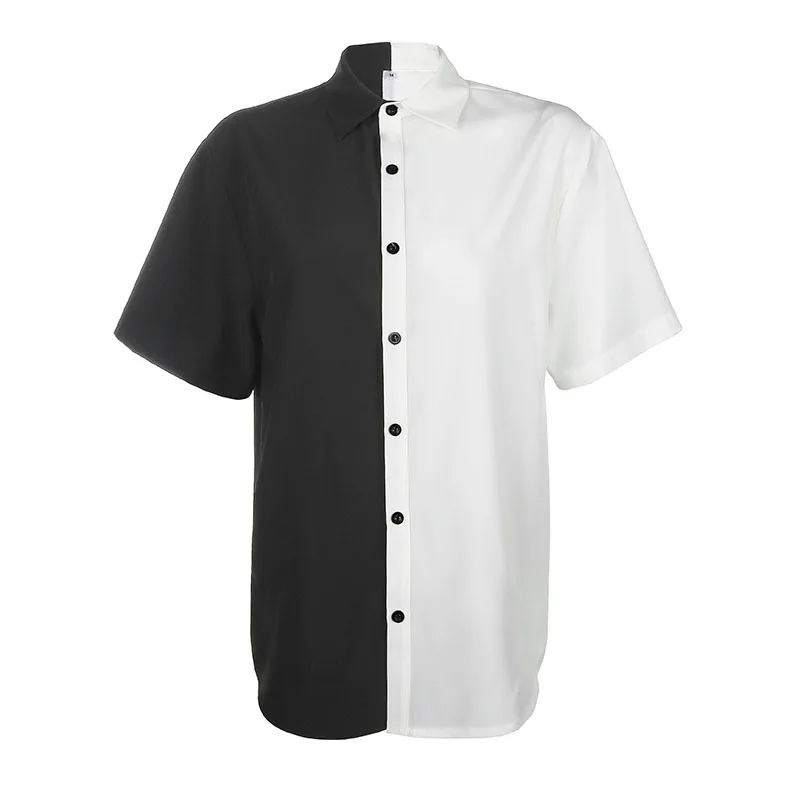 InsDoit Gothic Streetwear Summer Shirt Women Harajuku Punk Short Sleeve Loose Shirt White Black Patchwork Fashion Aesthetic Tops
InsDoit Gothic Streetwear Summer Shirt Women Harajuku Punk Short Sleeve Loose Shirt White Black Patchwork Fashion Aesthetic Tops
