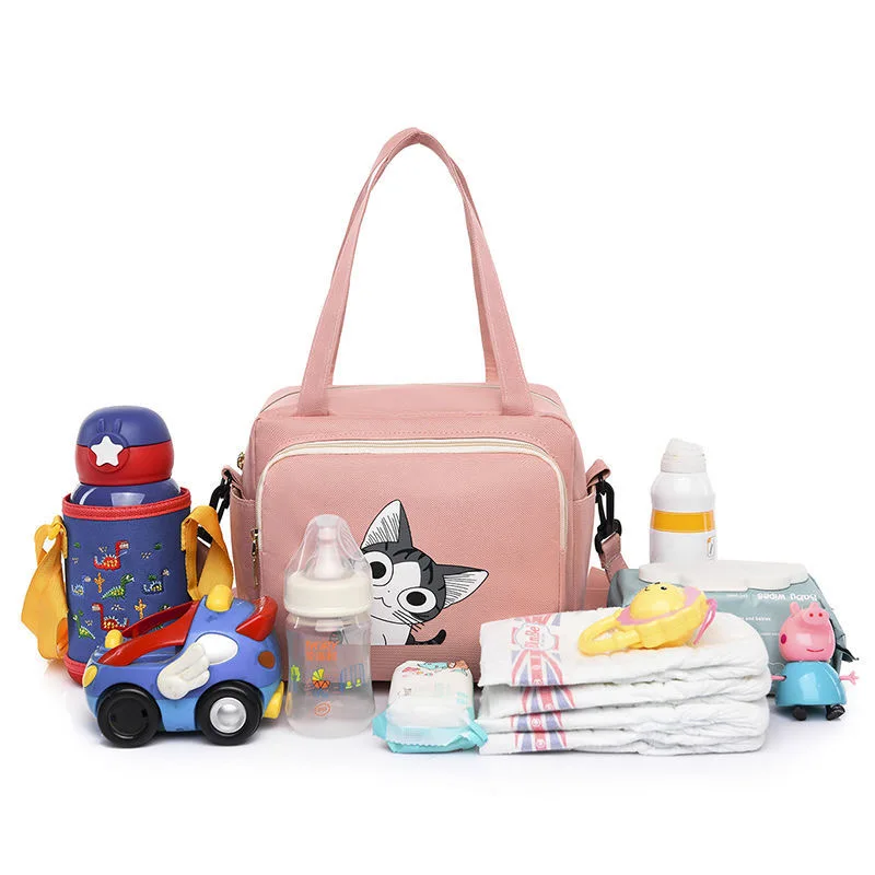 

Mommy bag baby diaper bag large capacity mom Fashion houlder bag crossbody bag Cartoon cat multi-functional handbags for women