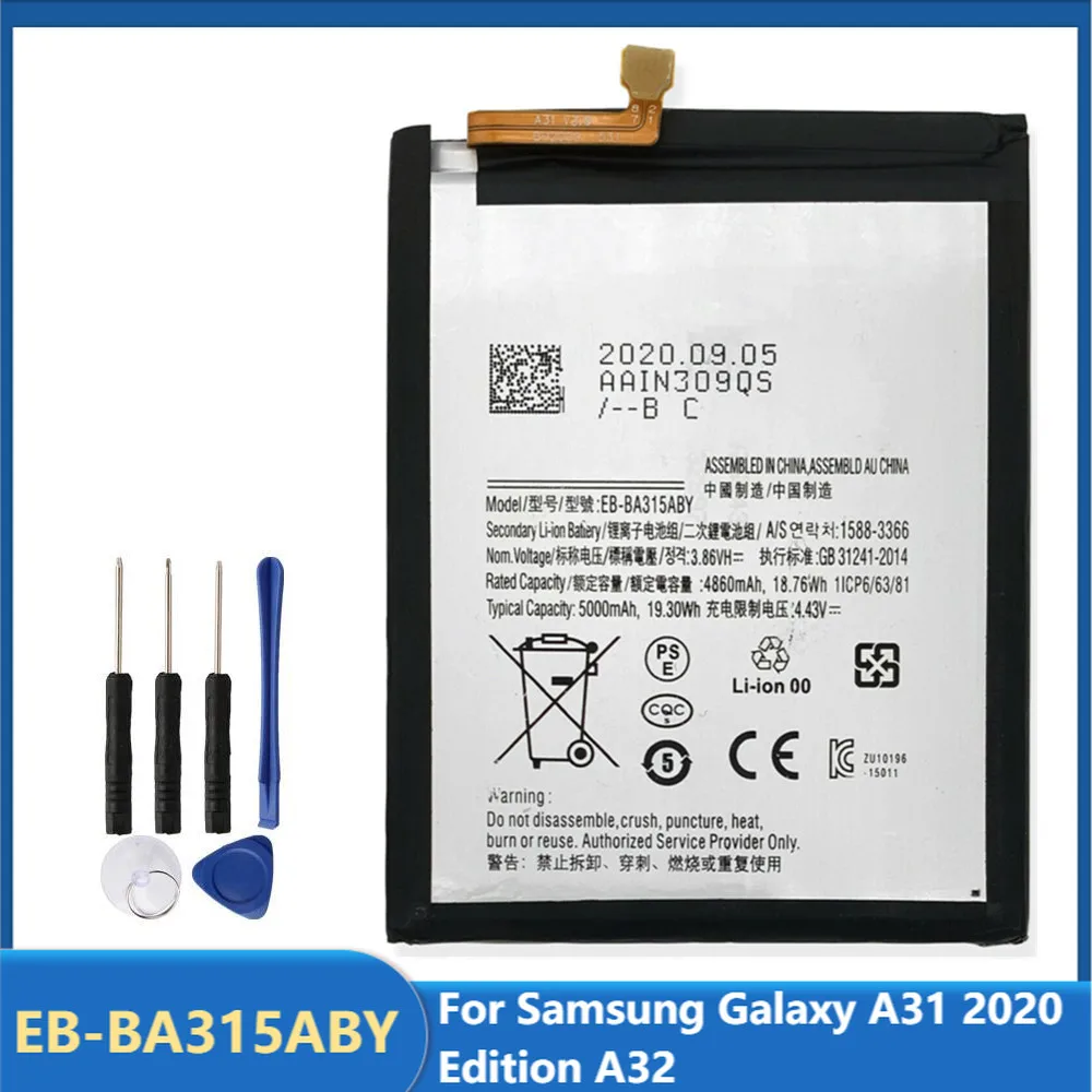 

Original Replacement Phone Battery EB-BA315ABY For Samsung Galaxy A31 2020 Edition A32 Rechargable Batteries 5000mAh With Tools
