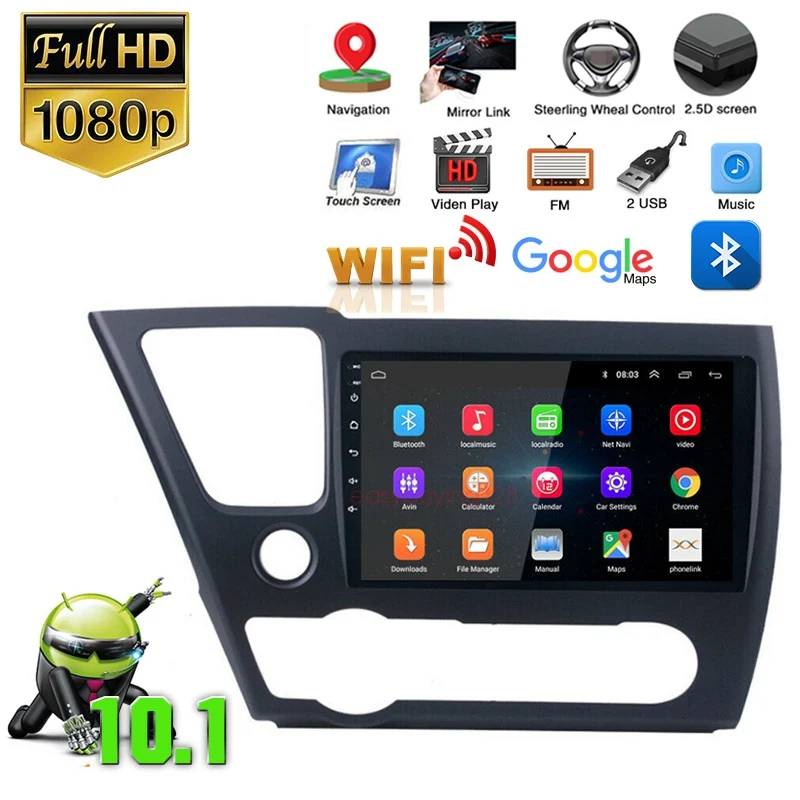 Android 10,1 автомобильный DVD стерео радио плеер GPS Navi Wifi Автомобильный мультимедийный видеоплеер для Honda Civic 2013-2017 США
Android 10,1 автомобильный DVD стерео радио плеер GPS Navi Wifi Автомобильный мультимедийный видеоплеер для Honda Civic 2013-2017 США