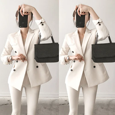 New spring winter Two-piece Set slim double-breasted professional flared pants suit women jacket casual fashion suit suit women
New spring winter Two-piece Set slim double-breasted professional flared pants suit women jacket casual fashion suit suit women