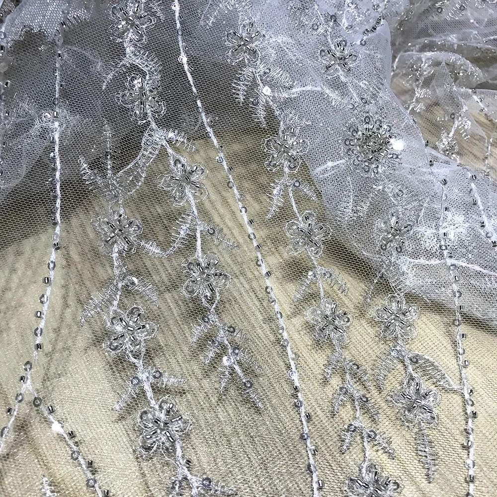 Bridal Sequin Embroidered Floral Beaded Lace Tulle Fabric High Quality Sequence Nigerian Women Dresses Sewing Material for Party
Bridal Sequin Embroidered Floral Beaded Lace Tulle Fabric High Quality Sequence Nigerian Women Dresses Sewing Material for Party
