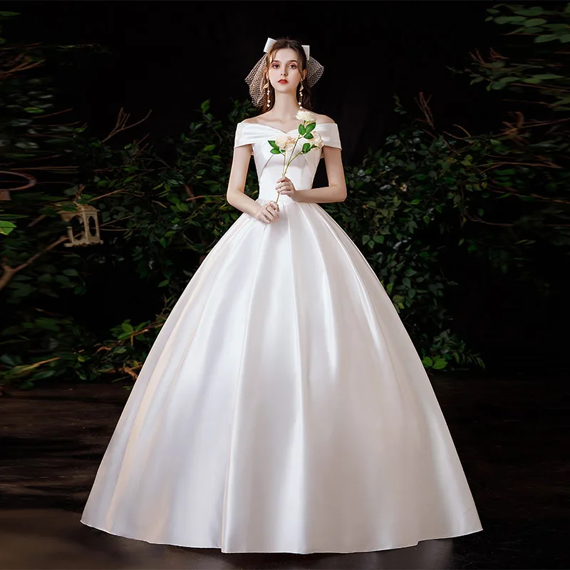 Satin Wedding Dresses Boat Neck Vestido De Noiva Lace Up Ball Gown Classic Robe De Mariee Customize
Satin Wedding Dresses Boat Neck Vestido De Noiva Lace Up Ball Gown Classic Robe De Mariee Customize