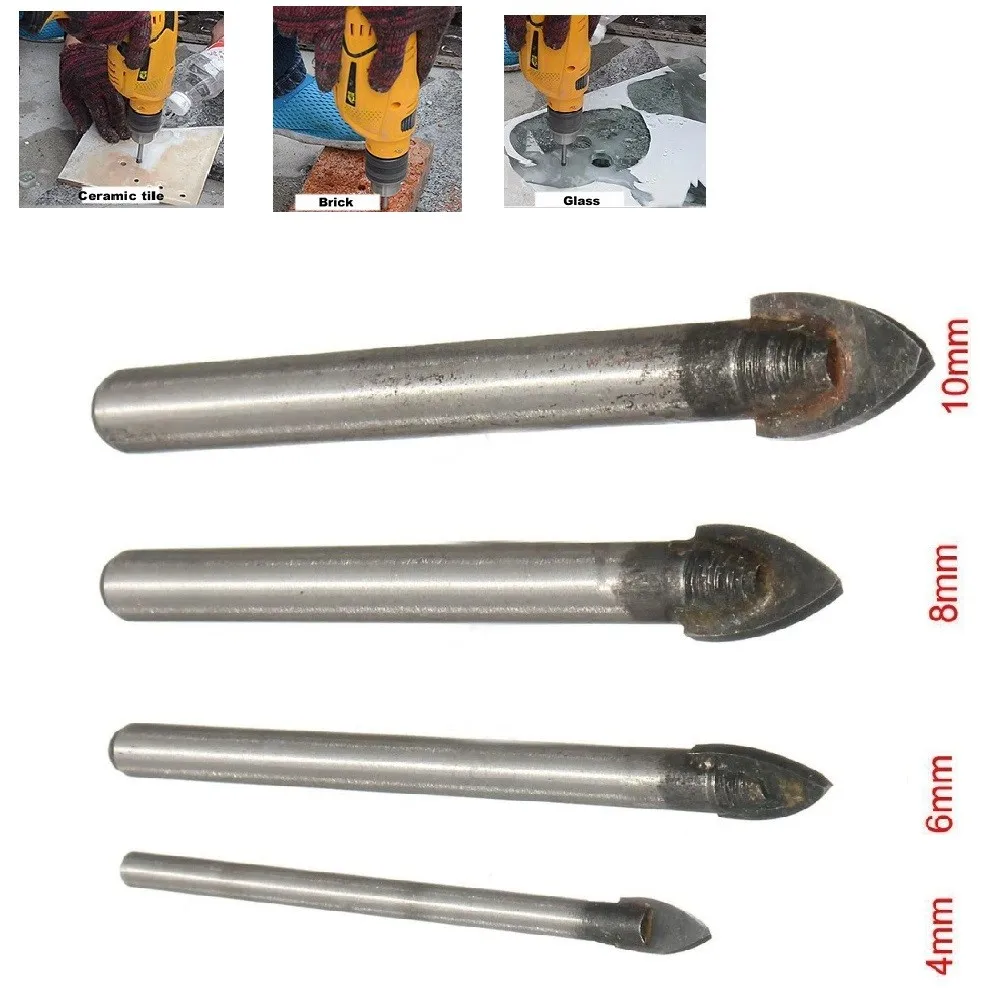 4Pcs Glass Marble Porcelain Spear Head Ceramic Tile Drill Bits Set 4/6/8/10mm Spear Head Marble Wall Triangle Core Drilling Tool
4Pcs Glass Marble Porcelain Spear Head Ceramic Tile Drill Bits Set 4/6/8/10mm Spear Head Marble Wall Triangle Core Drilling Tool
