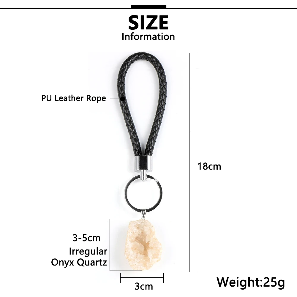 Women Men Natural Onyx Geode Cluster Agates Quartz Irregular Gem Stone Keychain PU Leather Rope Key Rings Key Chain Jewelry
Women Men Natural Onyx Geode Cluster Agates Quartz Irregular Gem Stone Keychain PU Leather Rope Key Rings Key Chain Jewelry