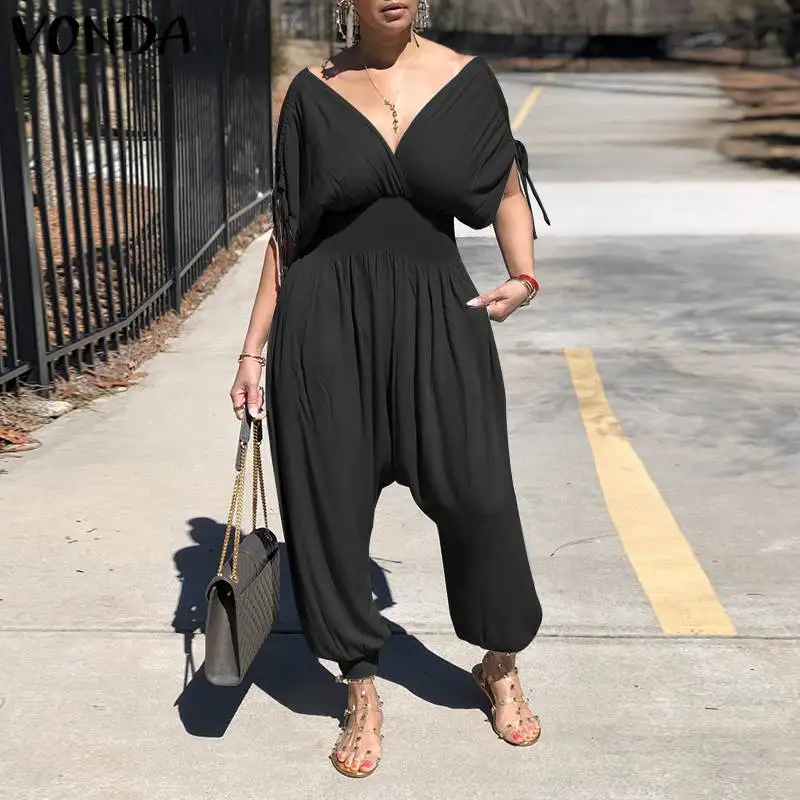 VONDA женский комбинезон с шаговым швом 2021, женские сексуальные комбинезоны с глубоким V-образным вырезом, брюки-султанки, женские офисные ком...
VONDA женский комбинезон с шаговым швом 2021, женские сексуальные комбинезоны с глубоким V-образным вырезом, брюки-султанки, женские офисные ком...