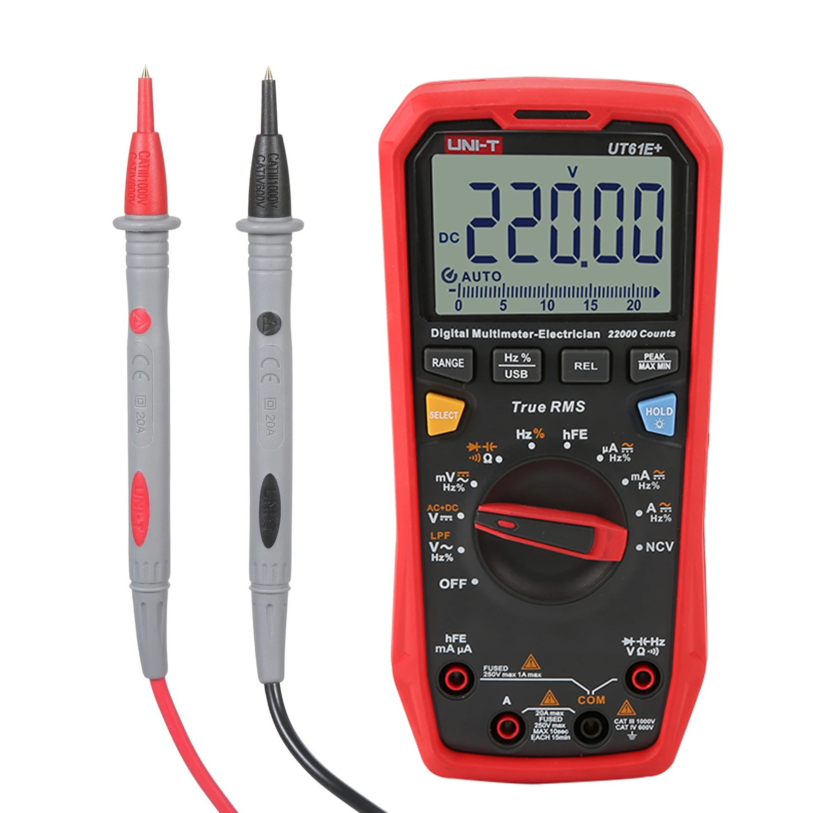 UNI-T UT61E+ UT61D+ UT61B Digital Handheld Multimeter True RMS AC/DC Voltage Current Resistance Capacitance Tester
UNI-T UT61E+ UT61D+ UT61B Digital Handheld Multimeter True RMS AC/DC Voltage Current Resistance Capacitance Tester