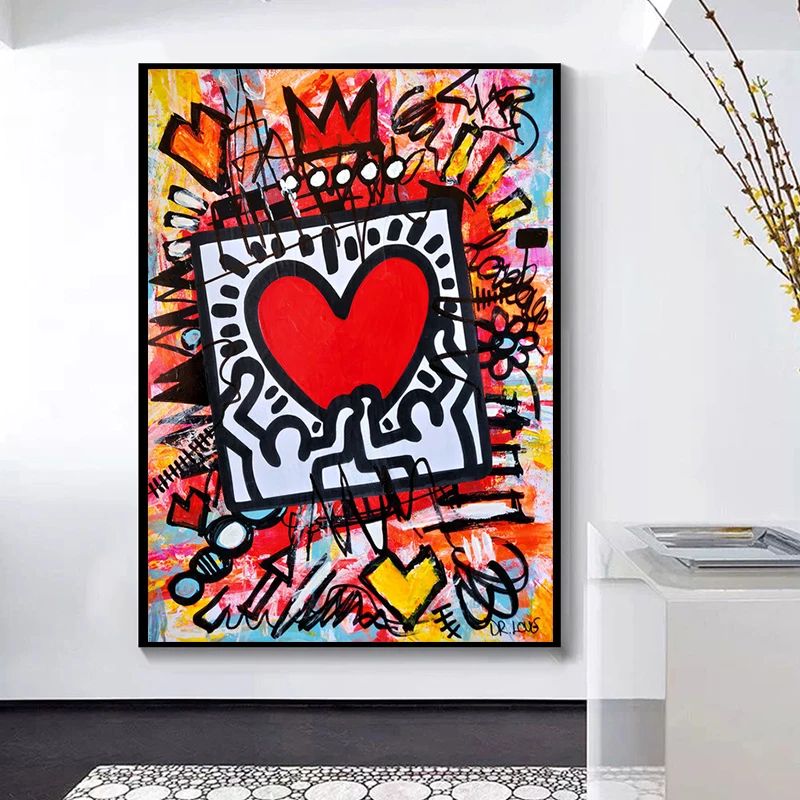 Pop Graffiti Art Heart Canvas Painting Abstract Street Art Posters and Print Wall Art Picture for Living Room Home Decor Cuadros 
Pop Graffiti Art Heart Canvas Painting Abstract Street Art Posters and Print Wall Art Picture for Living Room Home Decor Cuadros