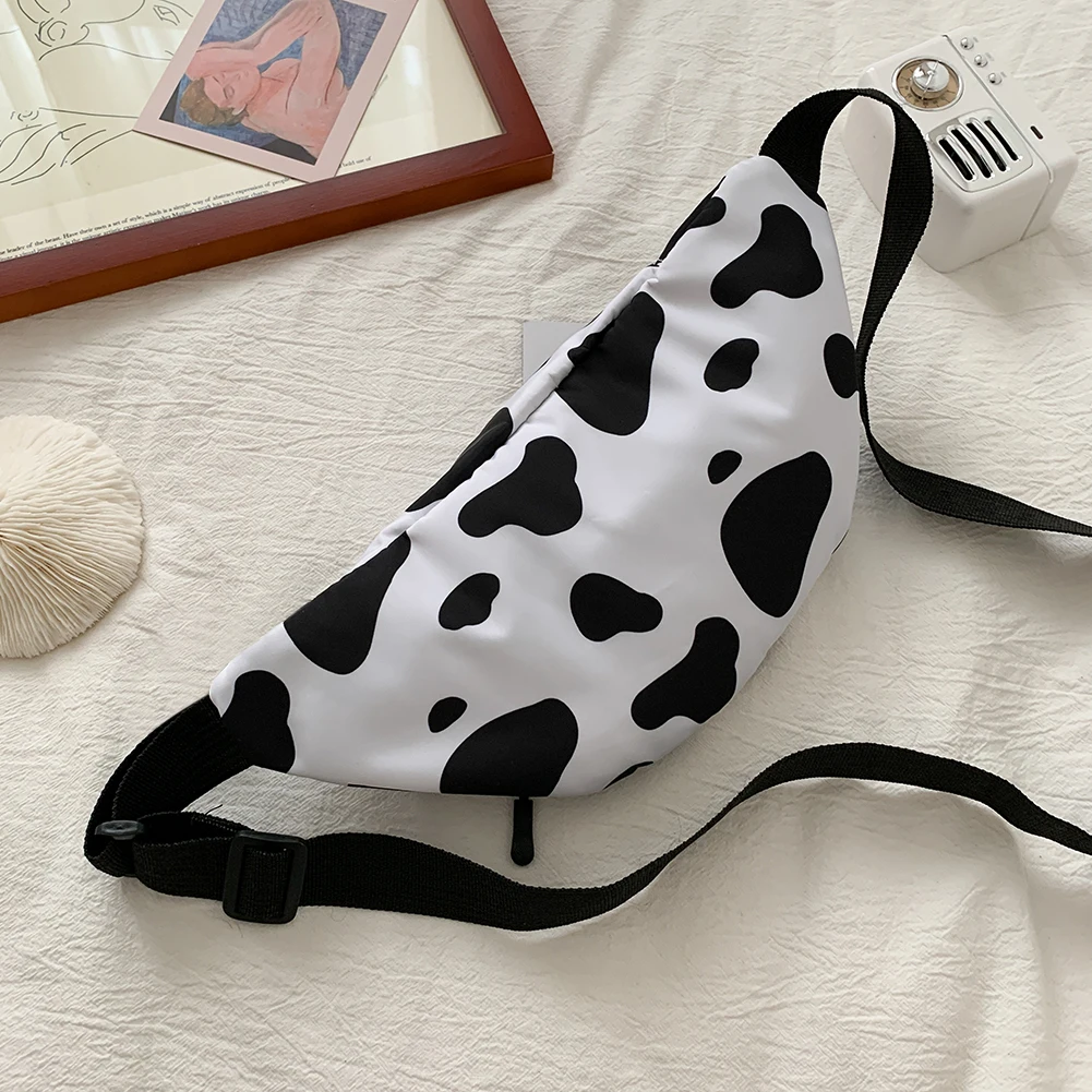 Cow Milk Fanny Waist Bag Women Canvas Zipper Classic Texture Creative Design Chic Leisure Simple Chest Shoulder Pack Purse 
Cow Milk Fanny Waist Bag Women Canvas Zipper Classic Texture Creative Design Chic Leisure Simple Chest Shoulder Pack Purse