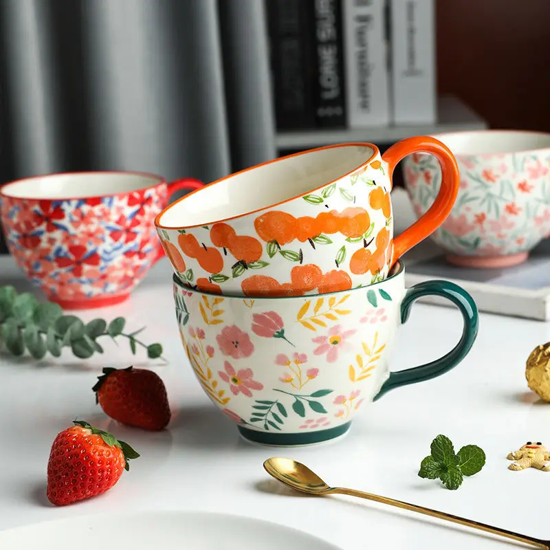 Mugs Large Capacity Cute Milk Cup with Handle Hand Painted Oatmeal Cups Ceramic Underglaze Breakfast Cup Household Products
Mugs Large Capacity Cute Milk Cup with Handle Hand Painted Oatmeal Cups Ceramic Underglaze Breakfast Cup Household Products