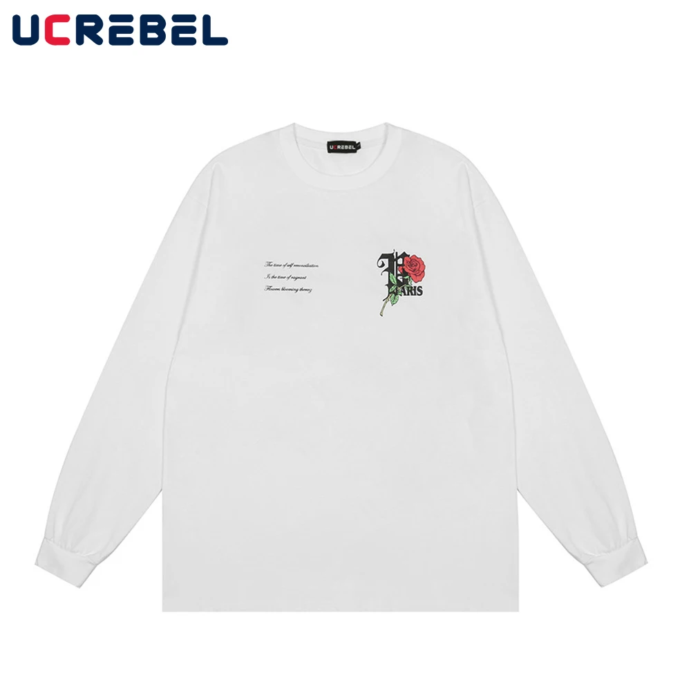 Rose Letter Print Long Sleeve T-shirt Mens Streetwear Autumn Crew Neck Cotton Tee Simple Casual Loose Tshirt Men
Rose Letter Print Long Sleeve T-shirt Mens Streetwear Autumn Crew Neck Cotton Tee Simple Casual Loose Tshirt Men