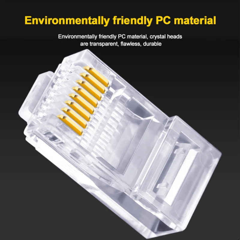100pcs RJ45 Connector 6U Gold PlatedPass Through Ethernet Cables Module Plug Network RJ-45 Crystal Heads Cat5 Cat5e
100pcs RJ45 Connector 6U Gold PlatedPass Through Ethernet Cables Module Plug Network RJ-45 Crystal Heads Cat5 Cat5e
