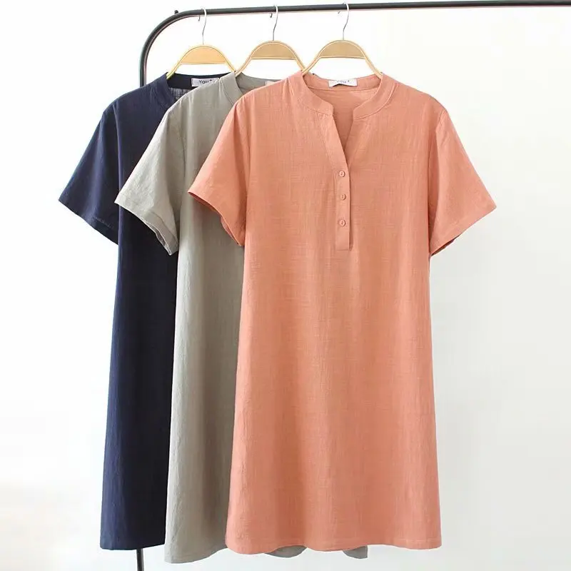 Linen Summer Dress Plus Size XXXL 4XL Vestidos Women V-Neck Casual A-line Knee-Length Dress KKFY5186 
Linen Summer Dress Plus Size XXXL 4XL Vestidos Women V-Neck Casual A-line Knee-Length Dress KKFY5186