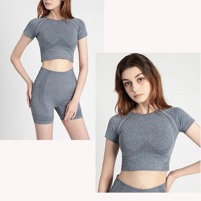 Yoga Set Seamless Women Gym Sport Suit Blue High Waist Leggings Shorts Short Sleeve Top Comfortable Nylon Sportswear 2PCS
Yoga Set Seamless Women Gym Sport Suit Blue High Waist Leggings Shorts Short Sleeve Top Comfortable Nylon Sportswear 2PCS