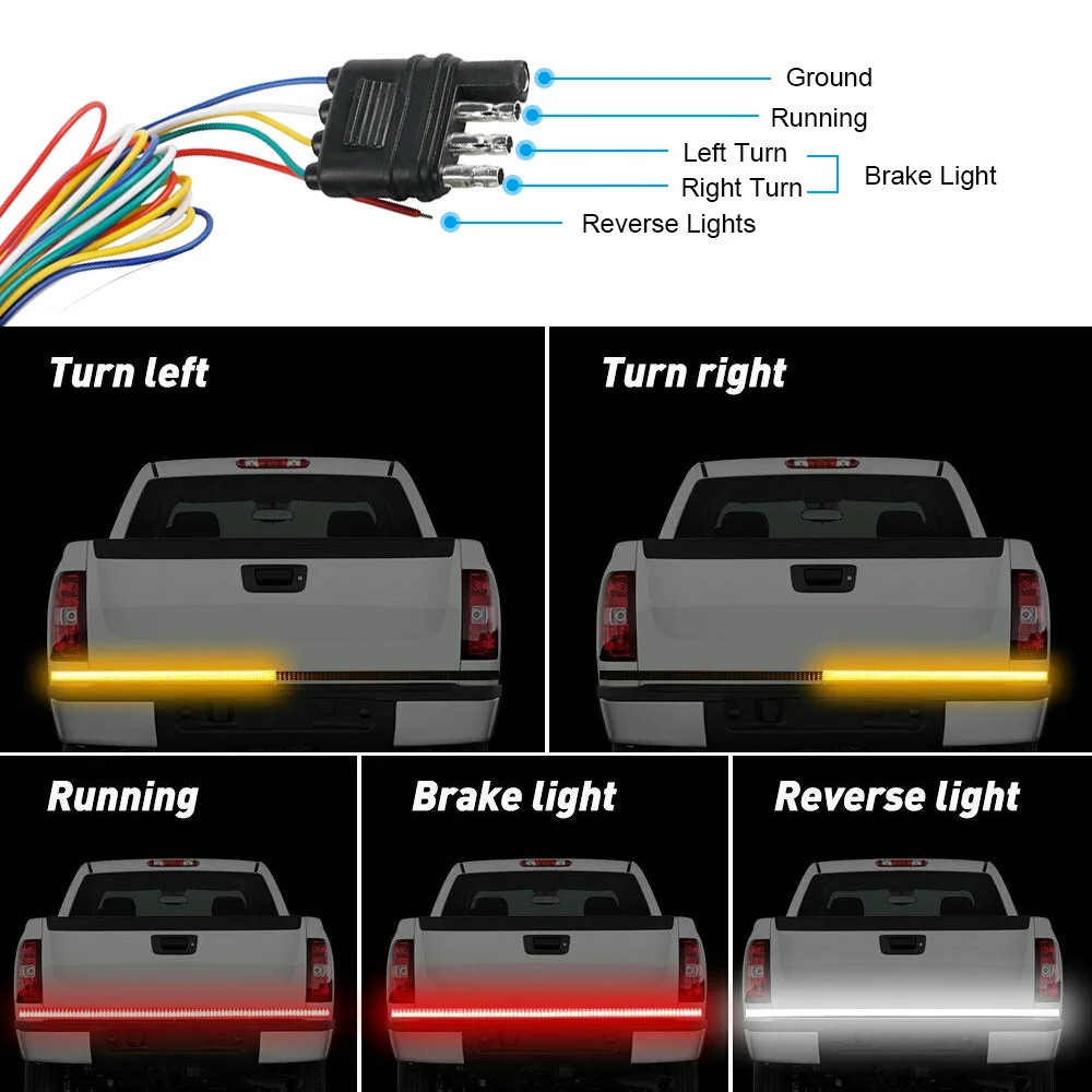 60" 3Row LED car truck tailgate light strip with reversing brake signal tail light pickup truck off-road SUV RV VAN Ca
60" 3Row LED car truck tailgate light strip with reversing brake signal tail light pickup truck off-road SUV RV VAN Ca