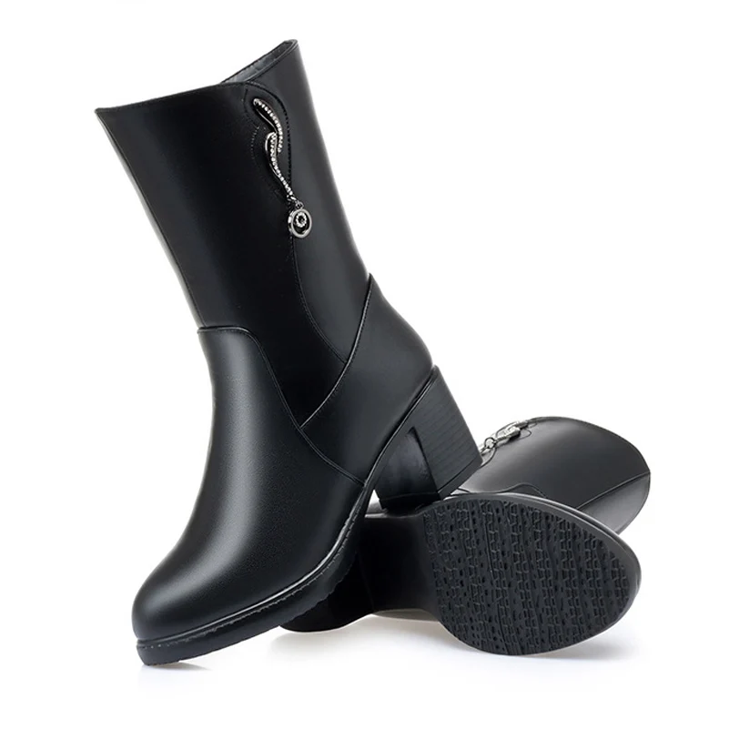 Meotina Real Wool Fur Natural Leather High Heel Mid Calf Boots Women Shoes Crystal Zipper Block Heels Ladies Boots Winter Black
Meotina Real Wool Fur Natural Leather High Heel Mid Calf Boots Women Shoes Crystal Zipper Block Heels Ladies Boots Winter Black