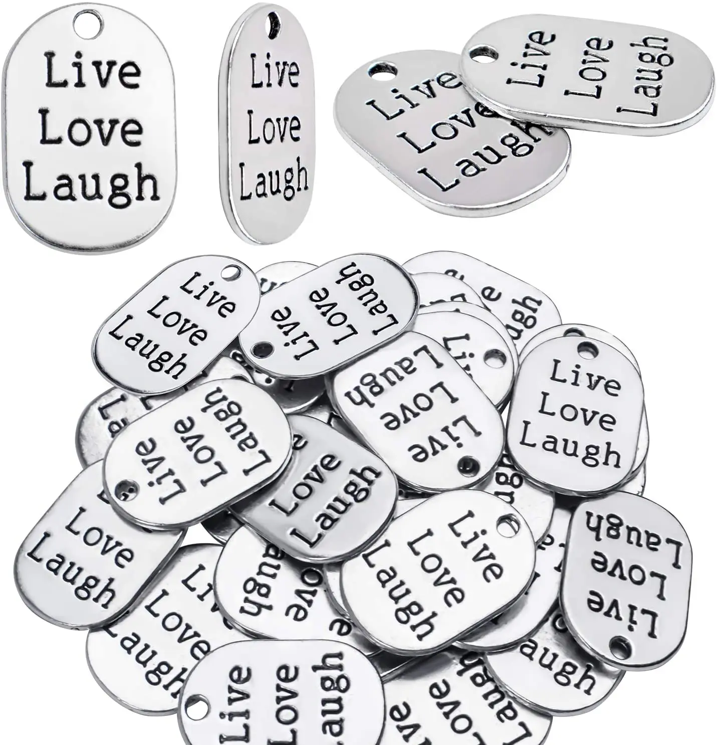 30pcs Lettering Saying 'Live Love Laugh' Charms Message Pendants Alloy Jewelry Making Findings for Men & Women & Kids,26 * 18mm
30pcs Lettering Saying 'Live Love Laugh' Charms Message Pendants Alloy Jewelry Making Findings for Men & Women & Kids,26 * 18mm