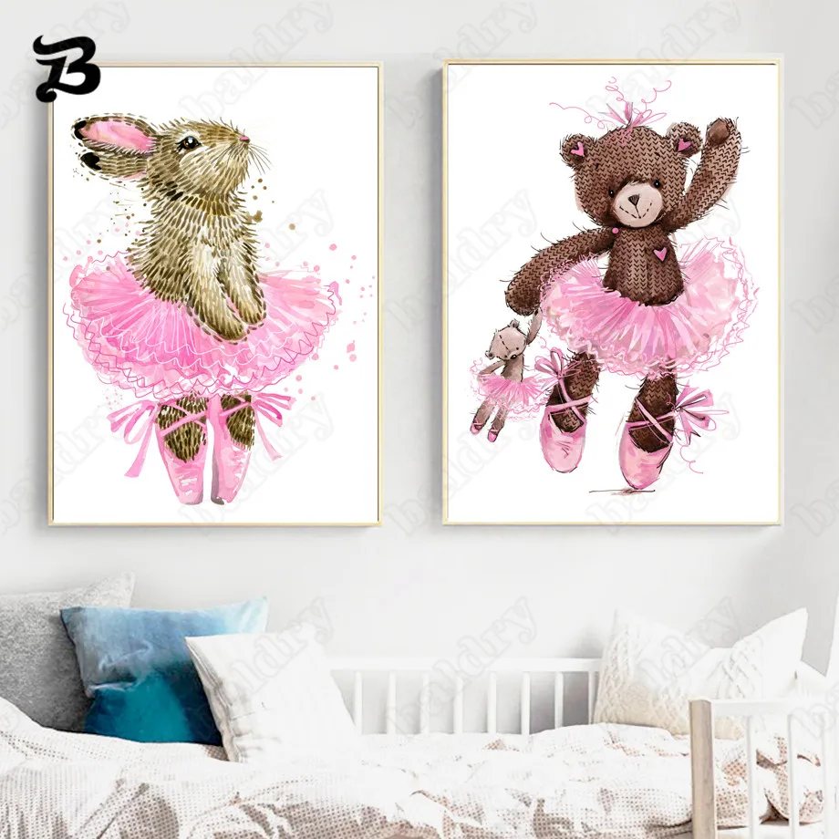 Canvas Painting for Living Room Pink Color Ballet Rabbit Bear Owl Animals Posters and Prints Wall Art Pictures Baby Room Decor
Canvas Painting for Living Room Pink Color Ballet Rabbit Bear Owl Animals Posters and Prints Wall Art Pictures Baby Room Decor