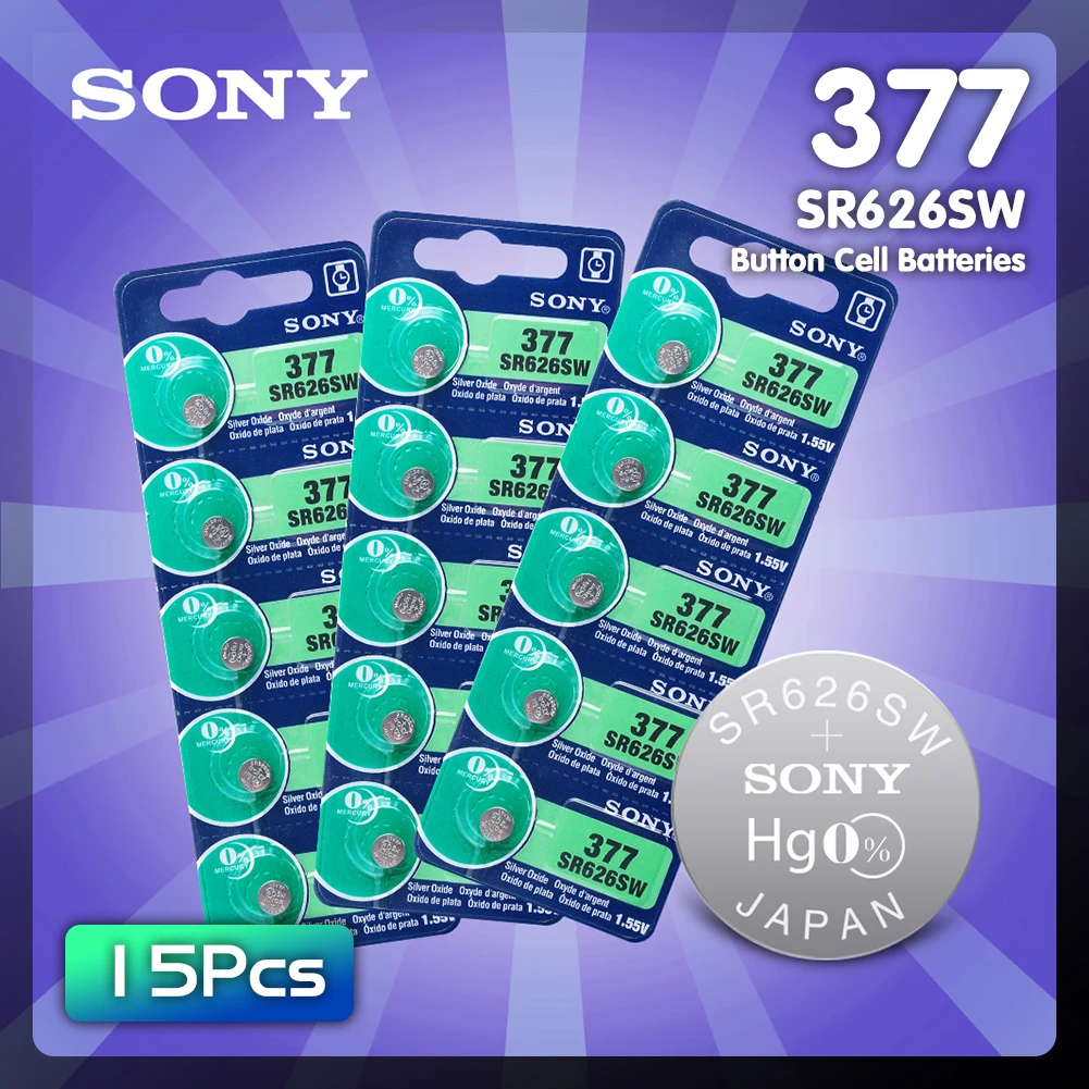 SONY 15 шт. 1,55 в 377 376 SR626SW 626 SR626 V377 AG4 батарейка для часов батарейка для монет батарейки для игрушек с дистанционным управлением
SONY 15 шт. 1,55 в 377 376 SR626SW 626 SR626 V377 AG4 батарейка для часов батарейка для монет батарейки для игрушек с дистанционным управлением