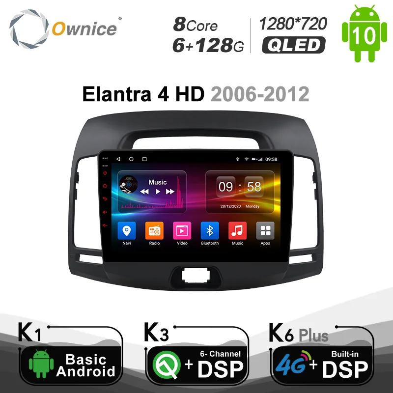 Автомобильный оптический DVD-плеер Ownice Android 10 0 6 ГБ ОЗУ 128 Гб ПЗУ ПК для Hyundai Elantra 4 HD