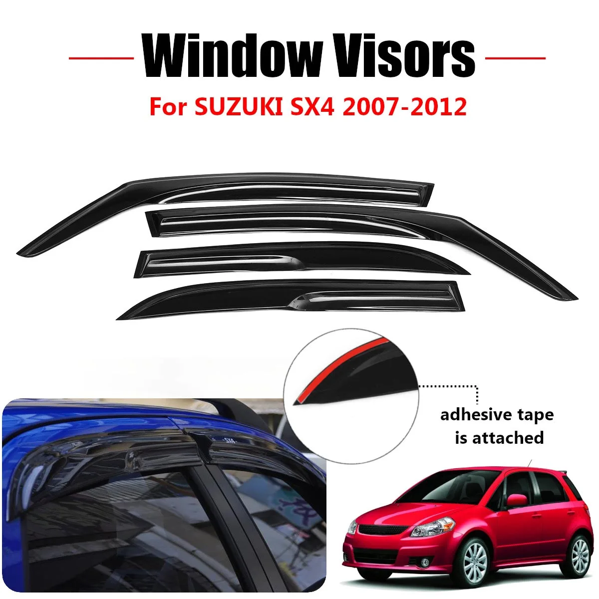 4X Car Window Protector Sun Guard Vent Wind Visor Rain Guards Sun Shade for SUZUKI SX4 Hatchback 5door 2007 2008 2009 - 2012
4X Car Window Protector Sun Guard Vent Wind Visor Rain Guards Sun Shade for SUZUKI SX4 Hatchback 5door 2007 2008 2009 - 2012