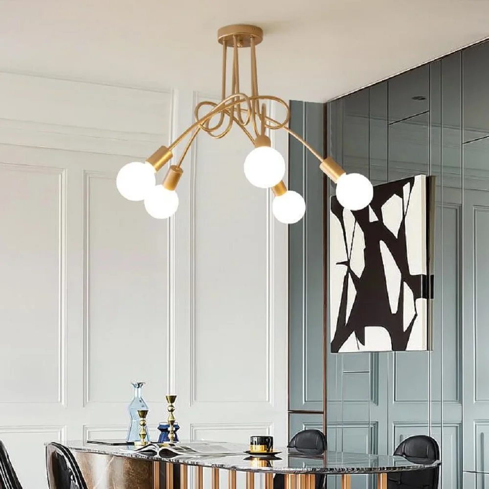LED Pendant Lights Nordic Modern Creative Curve Chandeliers Wrought Iron Gold Plated Hanging Lights for Restaurant Living Room
LED Pendant Lights Nordic Modern Creative Curve Chandeliers Wrought Iron Gold Plated Hanging Lights for Restaurant Living Room