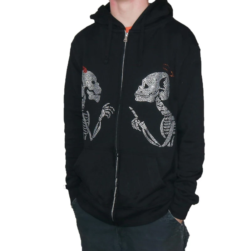 Winter women's sweatshirt fashion Retro Black skull head rhinestone hooded pullover y2k sweater Oversized hoodie knitted Sweater
Winter women's sweatshirt fashion Retro Black skull head rhinestone hooded pullover y2k sweater Oversized hoodie knitted Sweater
