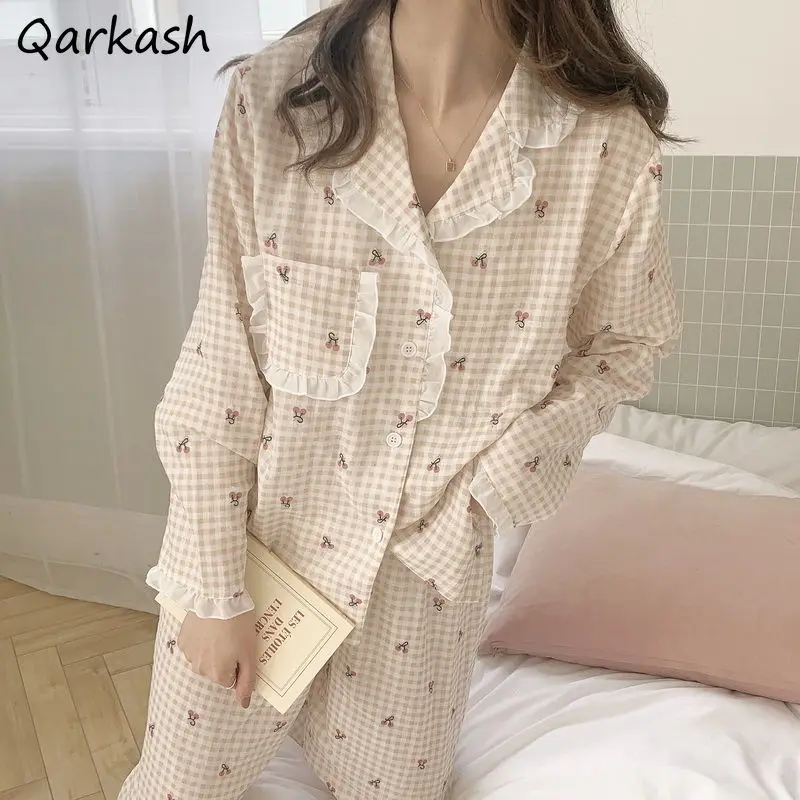 Plaid Pajama Sets Women Kawaii Japan Style Sweet Spring Mujer Button Long Sleeve Design Fashion Girls Soft Sleepwear Lounge Ins
Plaid Pajama Sets Women Kawaii Japan Style Sweet Spring Mujer Button Long Sleeve Design Fashion Girls Soft Sleepwear Lounge Ins
