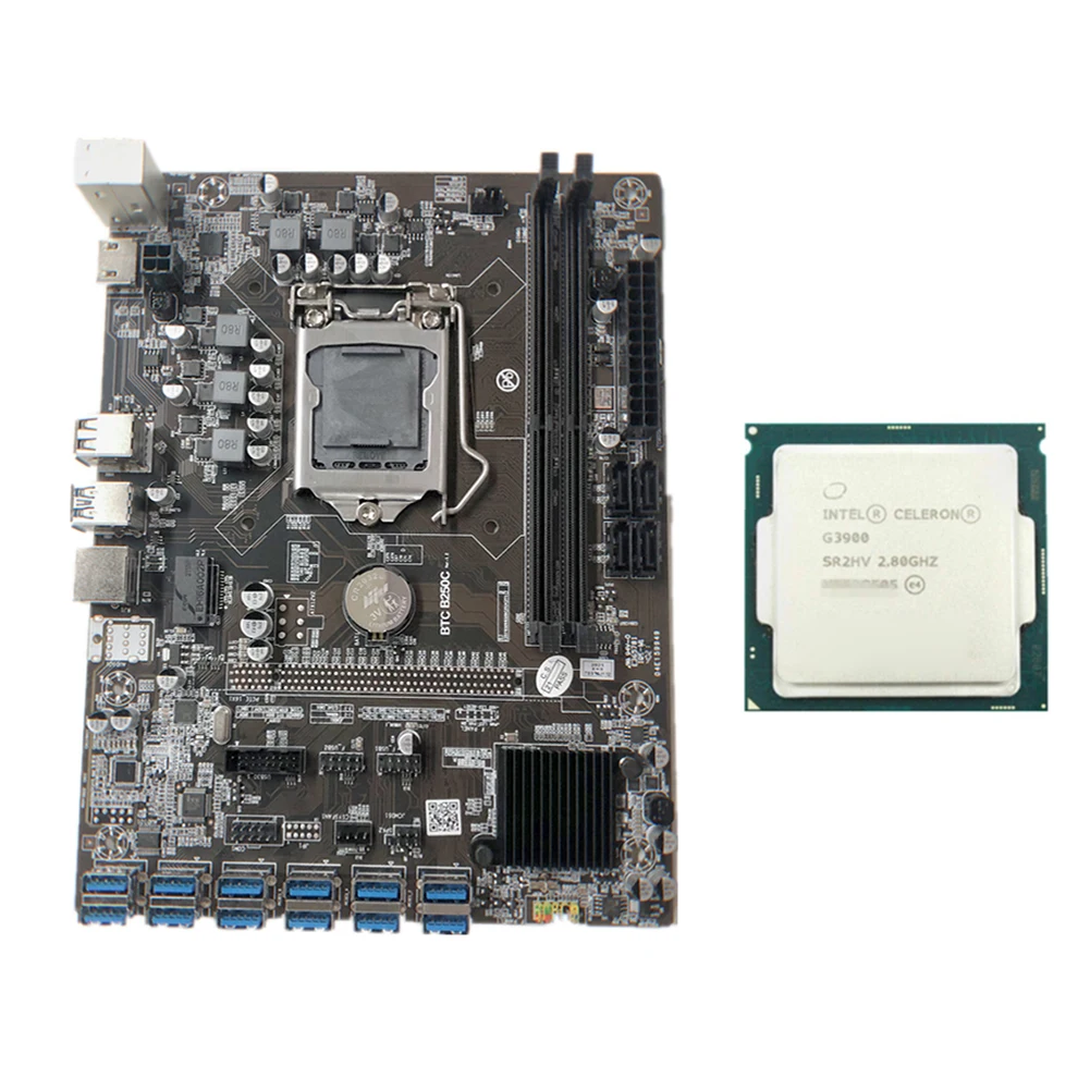 B250C BTC 12x USB3.0 to PCI-E 16X Mining Machine Motherboard G3900/G3930 CPU Processor Kit DDR4 Miner Board Supports LGA1151
B250C BTC 12x USB3.0 to PCI-E 16X Mining Machine Motherboard G3900/G3930 CPU Processor Kit DDR4 Miner Board Supports LGA1151