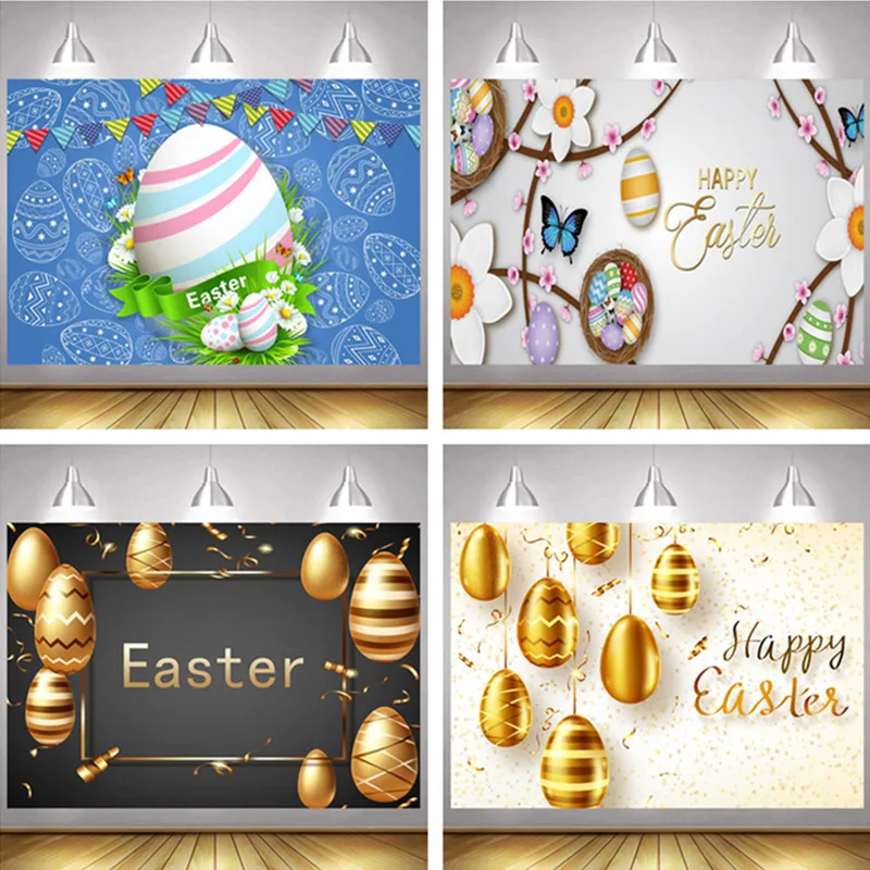 

Vinyl/ Poly Easter Backdrop Baby Cartoon Spring Easter Day Rabbit Flowers Eggs Grass Poster Photographic Background Photo Studio