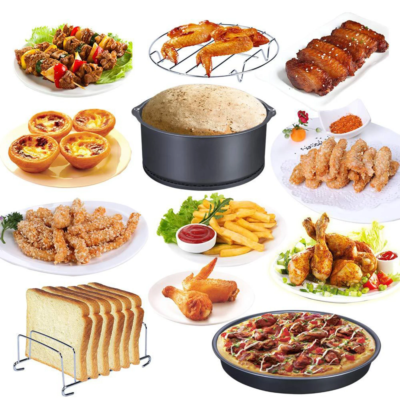 8in 5pcs Air Fryer Set Cake Barrel Metal Holder Accessories for Baking Frying Pancake
8in 5pcs Air Fryer Set Cake Barrel Metal Holder Accessories for Baking Frying Pancake