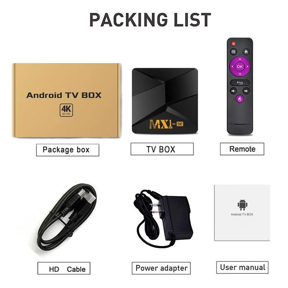TV box Mx1-SE RK3228A 1GB+8GB 4K Android 9.0 Network Set-Top Box HD Network Smart TV Player
TV box Mx1-SE RK3228A 1GB+8GB 4K Android 9.0 Network Set-Top Box HD Network Smart TV Player