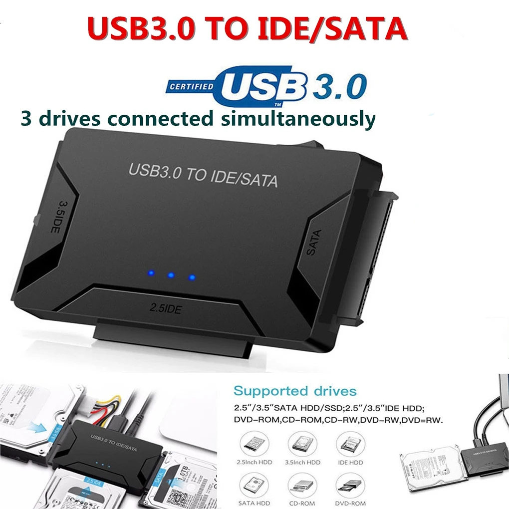 

USB3.0 на SATA/IDE HDD жесткий диск конвертер 2,5/3,5 дюймов внешний жесткий диск коробка 5 Гбит/с Высокая скорость США/ЕС/Великобритания Разъем