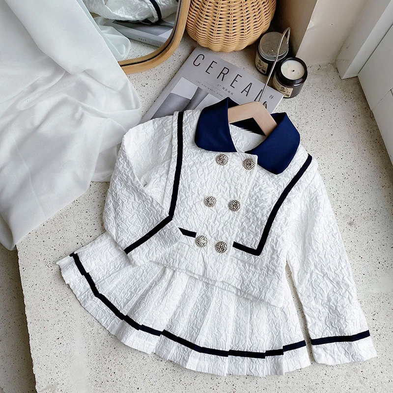 Spring Autumn Girls 2 Pcs Set Baby Coat + Pleated Skirt Kids Suits Children Fashion Clothes Preppy Style Brand 2 To 6 Yrs 
Spring Autumn Girls 2 Pcs Set Baby Coat + Pleated Skirt Kids Suits Children Fashion Clothes Preppy Style Brand 2 To 6 Yrs