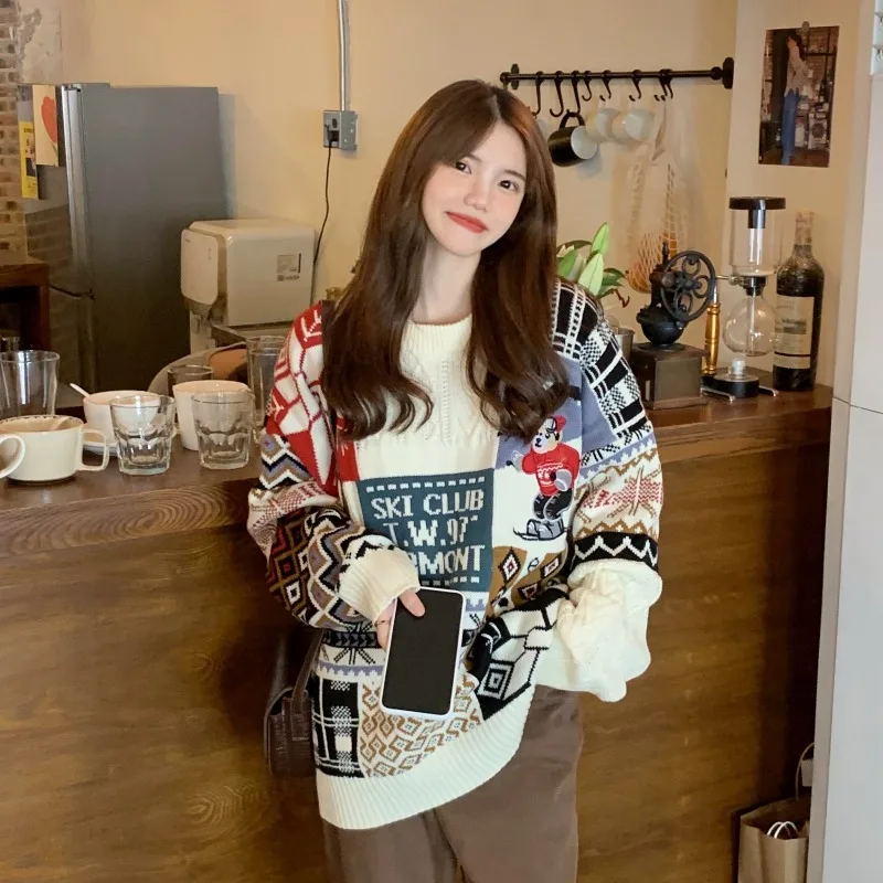 2020 Новый Шить Свитер с рисунком граффити осенью и зимой ленивый ветер пуловер вышивкой в Корейском стиле, топы женские свитера
2020 Новый Шить Свитер с рисунком граффити осенью и зимой ленивый ветер пуловер вышивкой в Корейском стиле, топы женские свитера