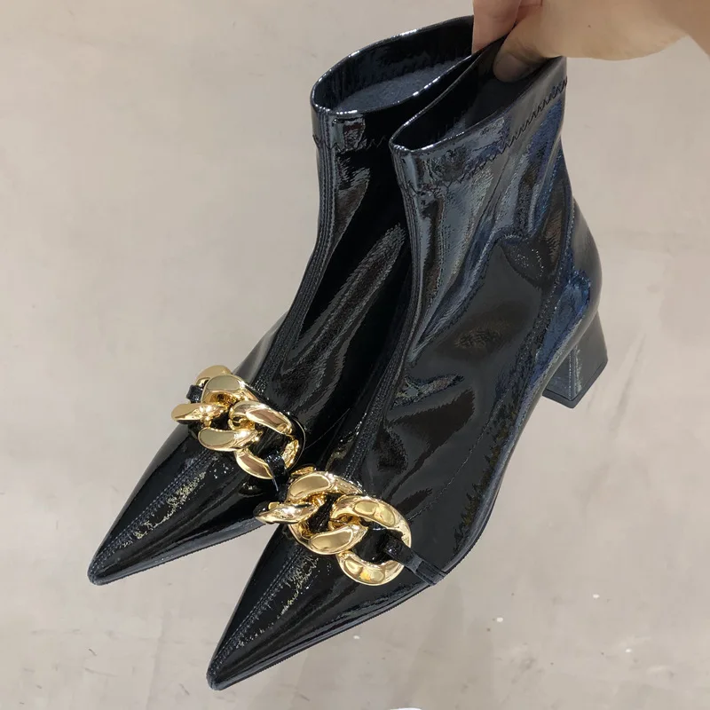 2021 Fashion Chain Decoration Women Ankle Boots Square Low Heel Pointed Toe Pumps Shoes Slip On Chelsea Short Boots
2021 Fashion Chain Decoration Women Ankle Boots Square Low Heel Pointed Toe Pumps Shoes Slip On Chelsea Short Boots