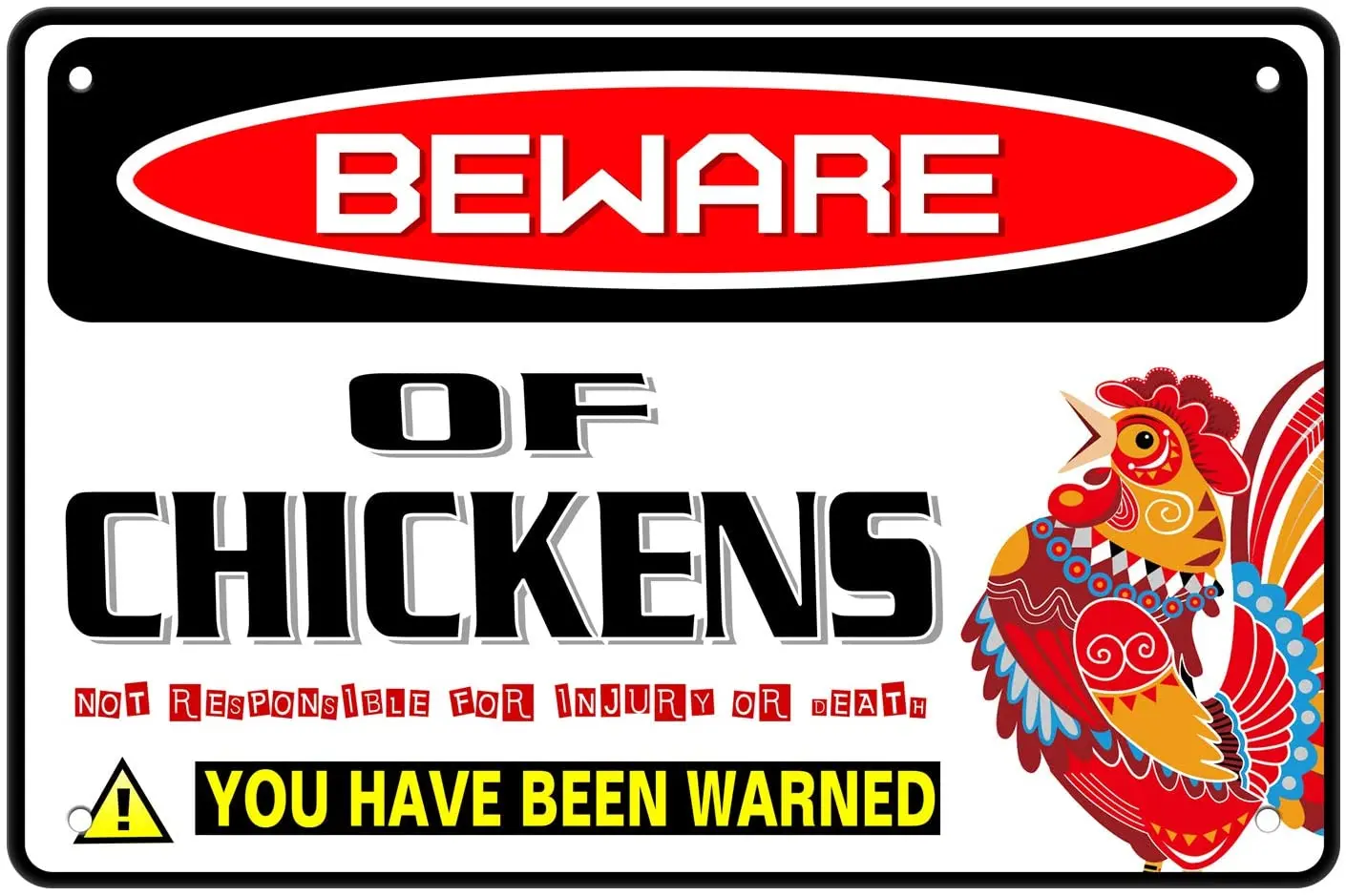 

Chicken House Chicken Farm Fence Wall Decoration Tin Sign Beware of Chickens You Have Been Warned Metal Decorative Board 20x30cm