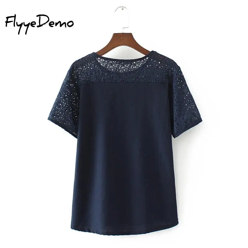 Navy Blue Lace Flower Blouse Shirt Hollow Out Mesh Transparent Blouse Blusas Women Short Sleeve Blouse Tops Christmas Plus Size 
Navy Blue Lace Flower Blouse Shirt Hollow Out Mesh Transparent Blouse Blusas Women Short Sleeve Blouse Tops Christmas Plus Size