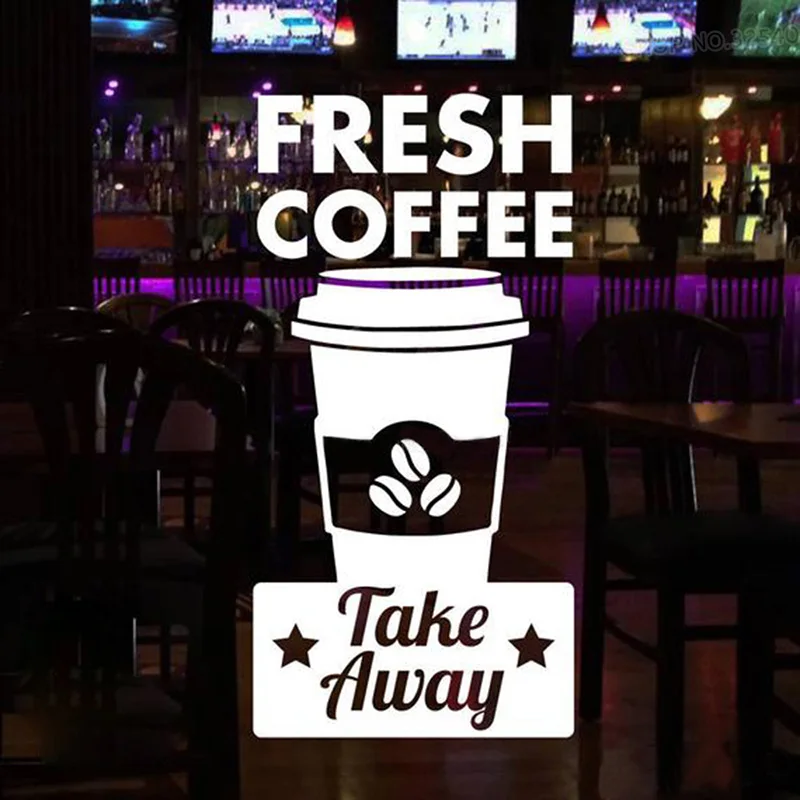 Coffee Shop Sign Window Door Decal Fresh Coffee & Take Away Vinyl Sticker Business Shop Decoration Removable Murals Z352
Coffee Shop Sign Window Door Decal Fresh Coffee & Take Away Vinyl Sticker Business Shop Decoration Removable Murals Z352