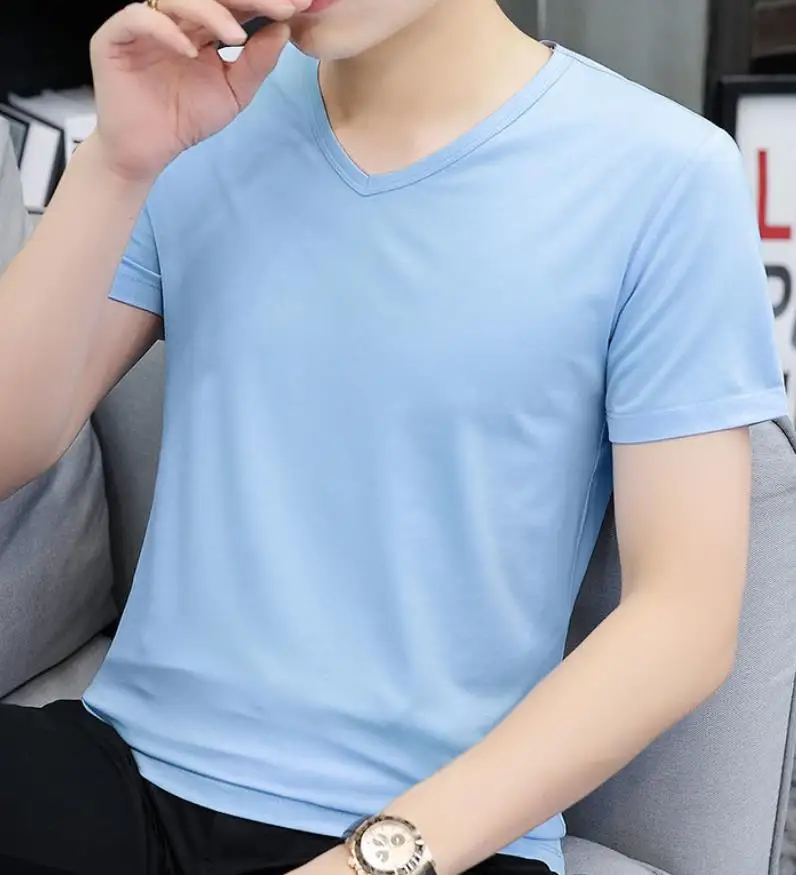 Modal cotton short-sleeved t-shirt men's trend ins ice silk ice round neck solid color
Modal cotton short-sleeved t-shirt men's trend ins ice silk ice round neck solid color
