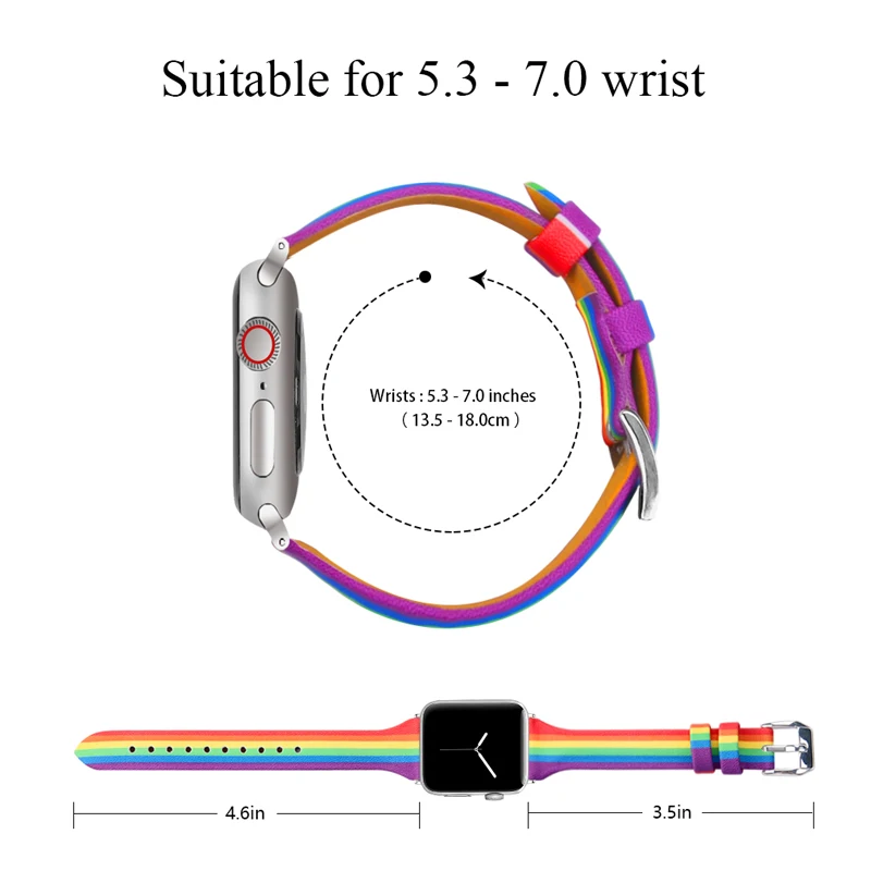 Кожаный ремешок для Apple Watch 44 мм/40 мм iWatch 38 42 Pride Edition часов apple watch 6 se 5 4 3 2 1 браслет |
