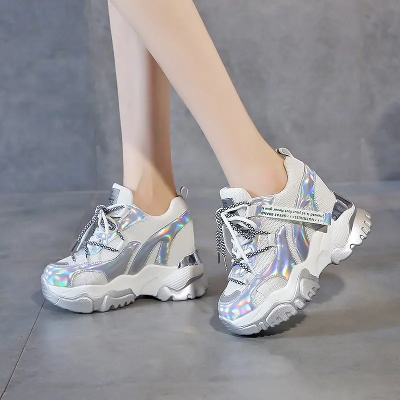 TUINANLE Chunky Sneakers High Heel 10 CM Women Autumn Thick Bottom Platform Sneakers Height Increasing Woman Silver Casual Shoes
TUINANLE Chunky Sneakers High Heel 10 CM Women Autumn Thick Bottom Platform Sneakers Height Increasing Woman Silver Casual Shoes