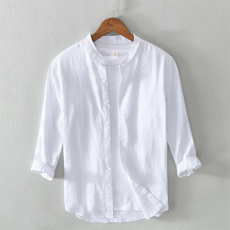 100%Linen Man Casual Shirts Solid White Three Quarter Sleeve Stand Collar Shirts Slim Fit Fashion Men's Clothing Y1710
100%Linen Man Casual Shirts Solid White Three Quarter Sleeve Stand Collar Shirts Slim Fit Fashion Men's Clothing Y1710