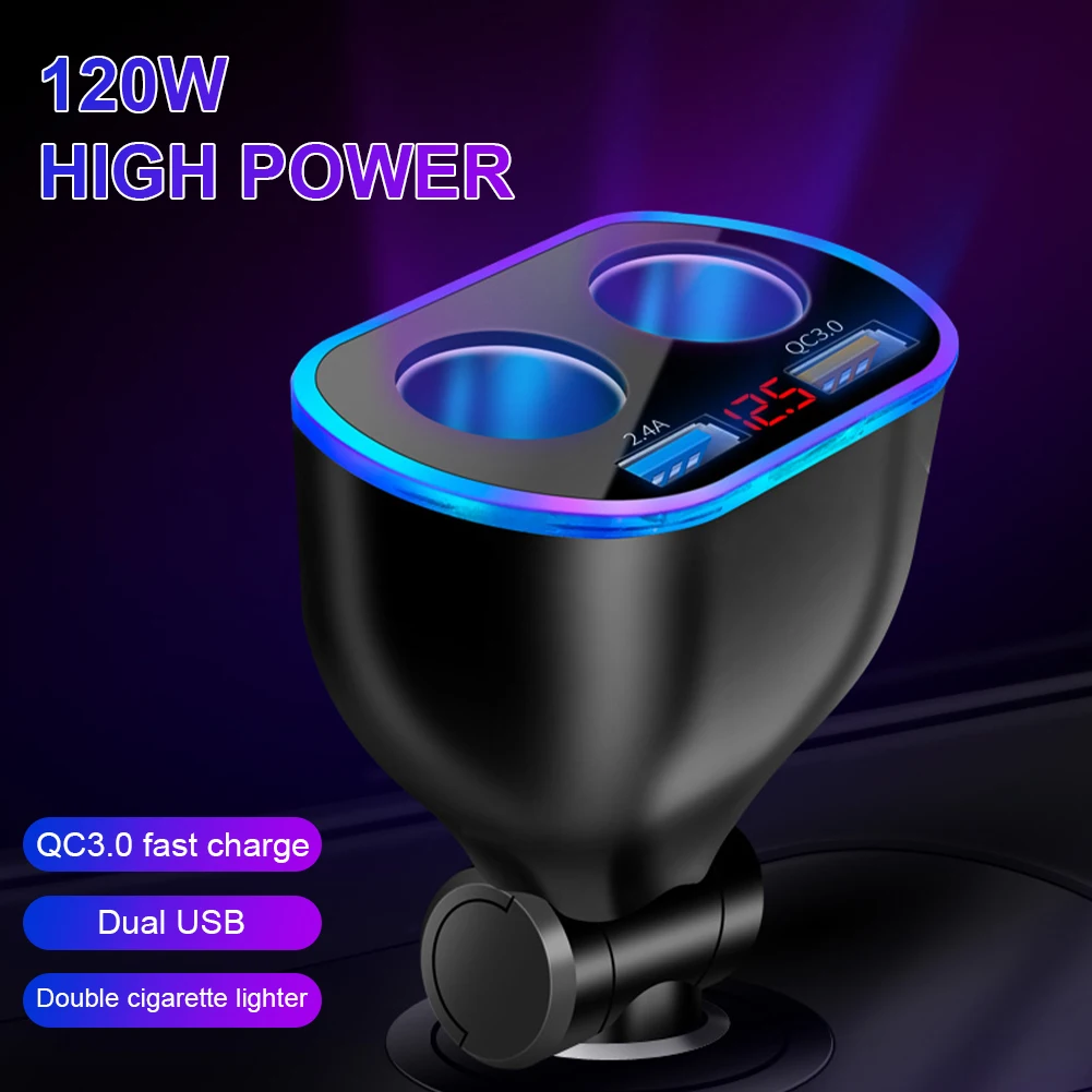 Car Charger 12/24V Lighter Adapter Splitter With Dual USB Digital Voltmeter LED Night Light QC 3.0 Fast Charge For Phone Tablet
Car Charger 12/24V Lighter Adapter Splitter With Dual USB Digital Voltmeter LED Night Light QC 3.0 Fast Charge For Phone Tablet