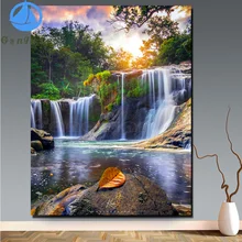 Diamond Painting Waterfall Scenery full drill Rhinestones Pictures Cross Stitch Diamond Embroidery Feng Shui decoration Handmade