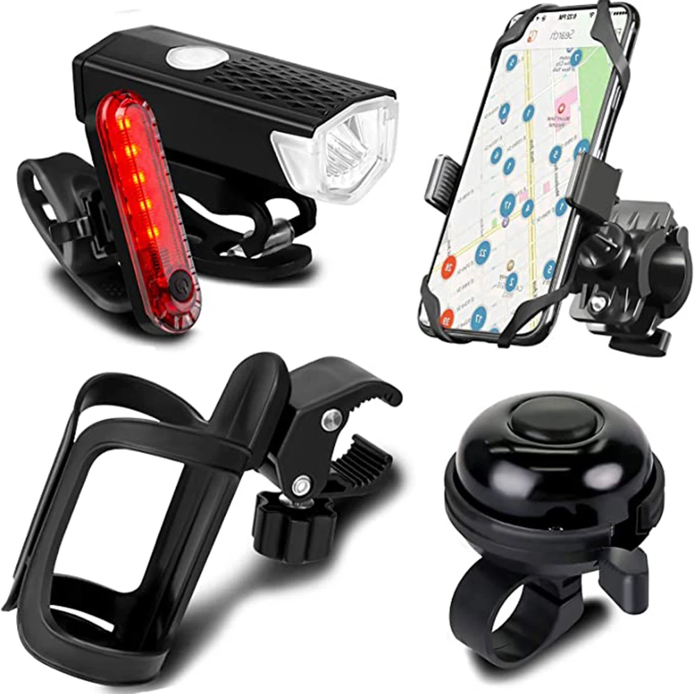 5pcs Bike USB Rechargeable Front Tail Light Water Bottle Holder Cage Silicone Bike Phone Holder Bike Horn Bell Bicycle Combo Set
5pcs Bike USB Rechargeable Front Tail Light Water Bottle Holder Cage Silicone Bike Phone Holder Bike Horn Bell Bicycle Combo Set